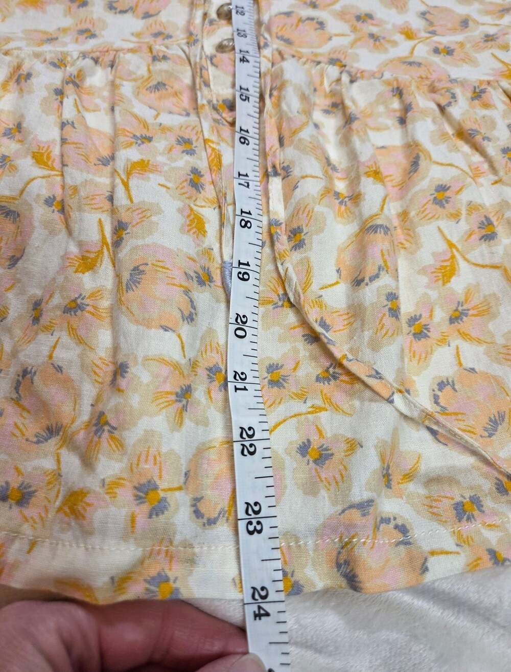 We The Free Free People Floral Linen Blend Babydoll Blouse Puff Sleeve M - Picture 11 of 11